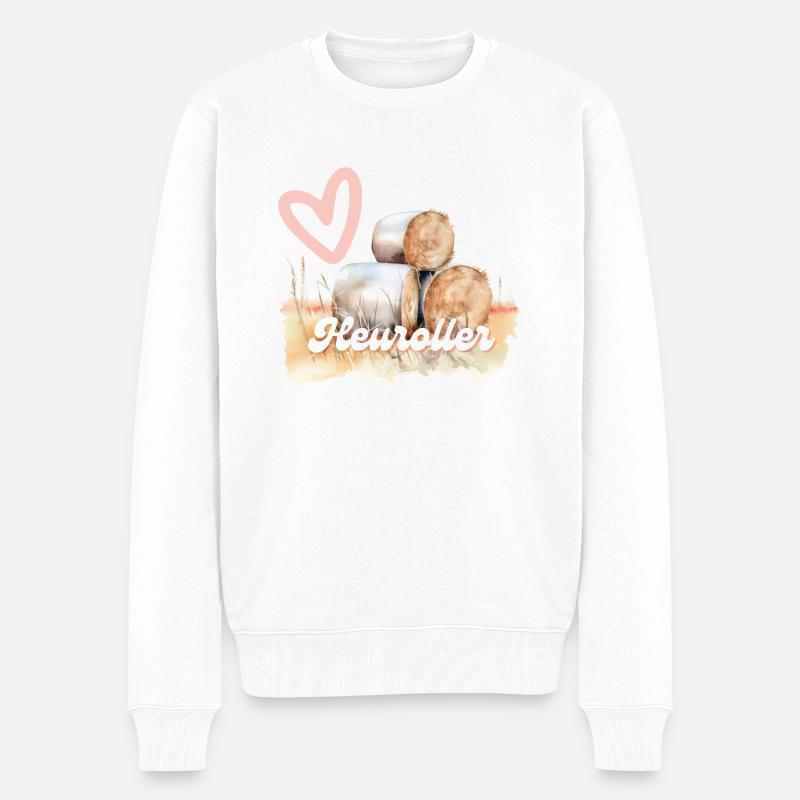 Retro Heuroller Liebe - Männer Premium Bio Pullover - Weiß