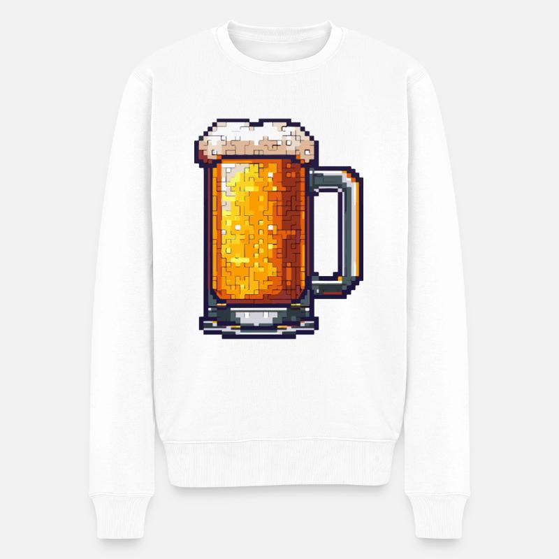 Bierkrug Pixel Bier - Männer Premium Bio Pullover - Weiß