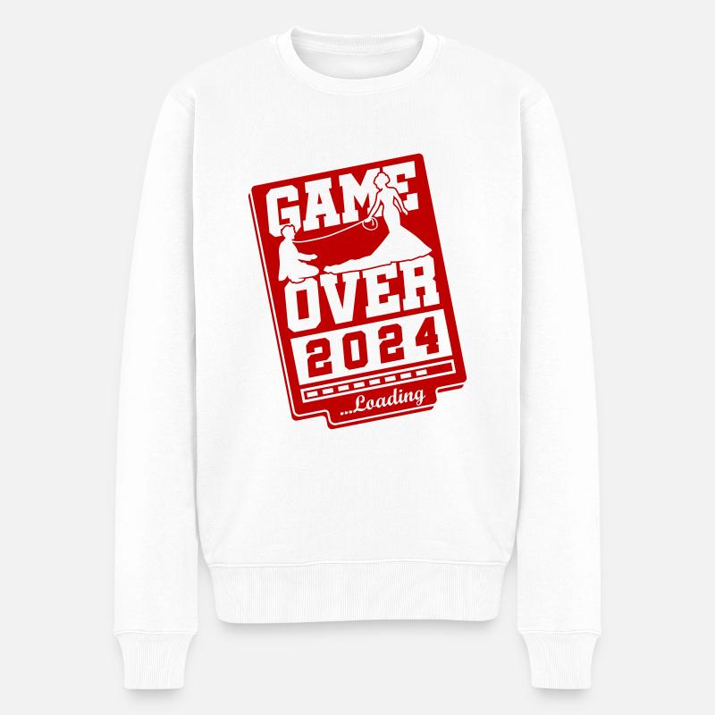 Hochzeit Loading 2024 Game Over - Männer Premium Bio Pullover - Weiß