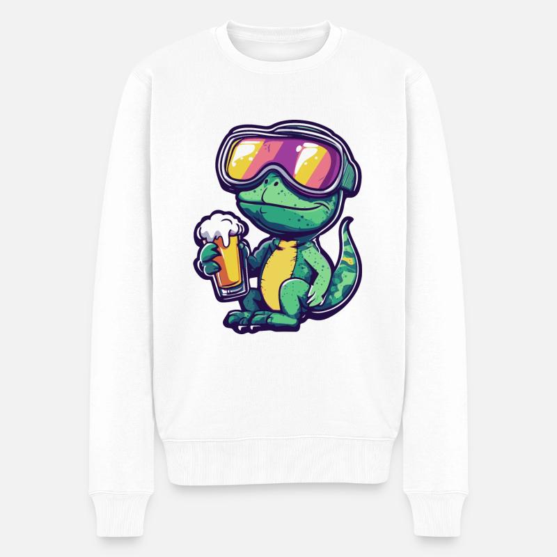 Chameleon Ski Bier - Männer Premium Bio Pullover - Weiß