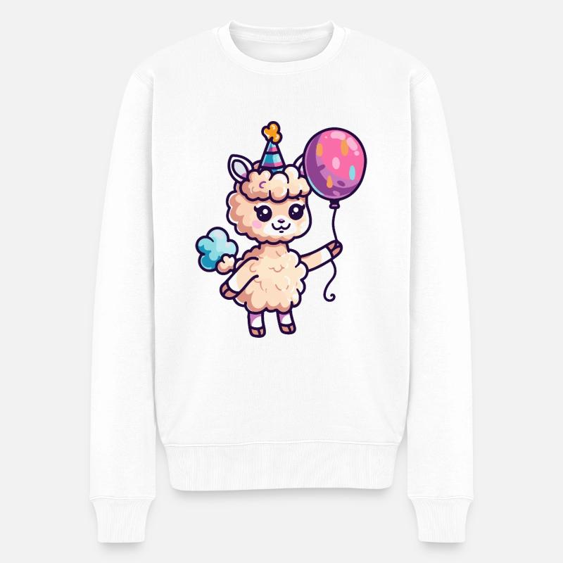 Alpaga Lama Anniversaire Bébé - Pull Premium bio Homme - blanc