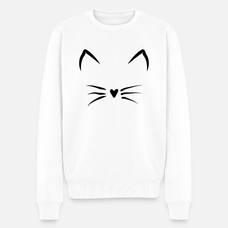 visage de chat - Pull Premium bio Homme - blanc