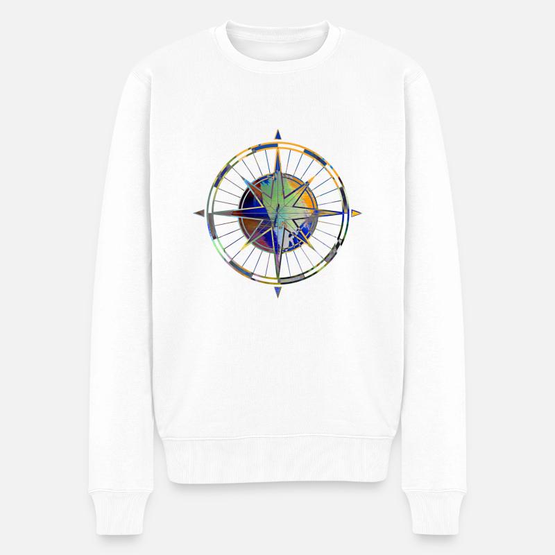 kompass,segeln,bunt,graffiti,malerei - Männer Premium Bio Pullover - Weiß