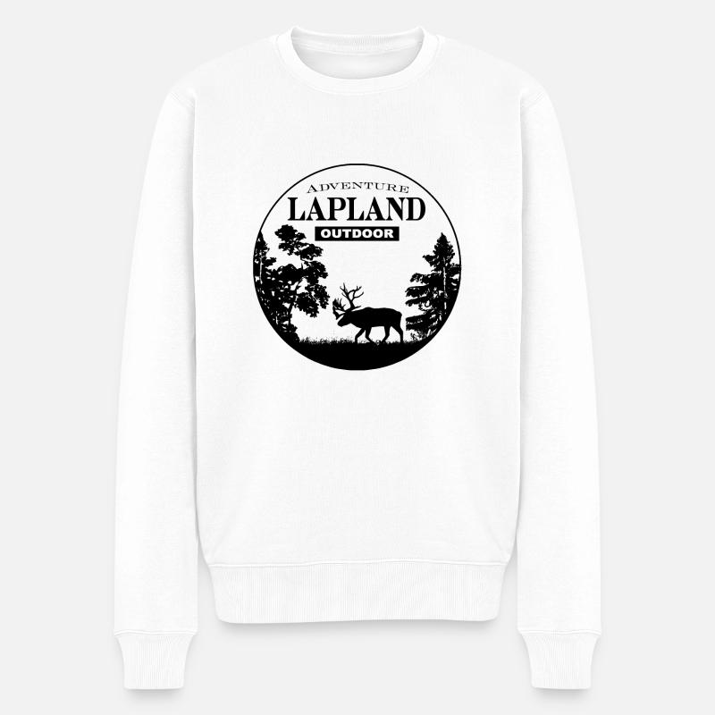 Lapland - Caribou - Männer Premium Bio Pullover - Weiß