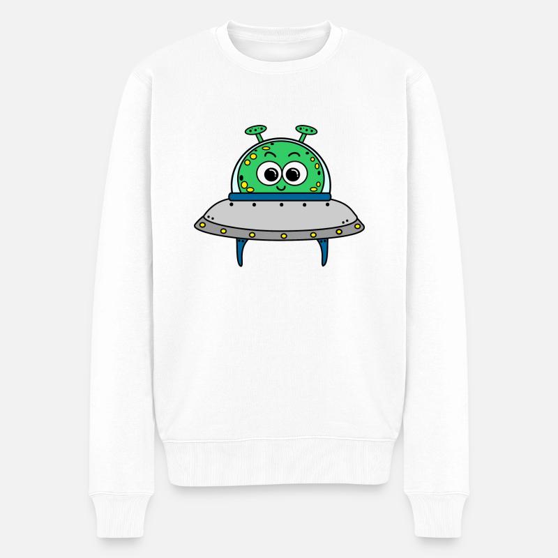 Ufo - Männer Premium Bio Pullover - Weiß