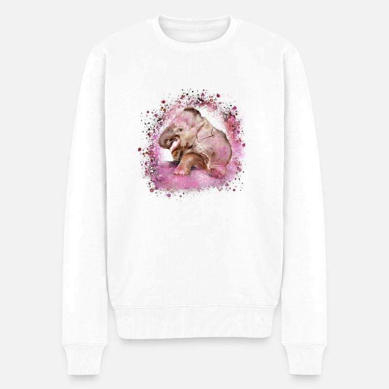 babyelefant,elefant,graffiti,rosa,malerei - Männer Premium Bio Pullover - Weiß