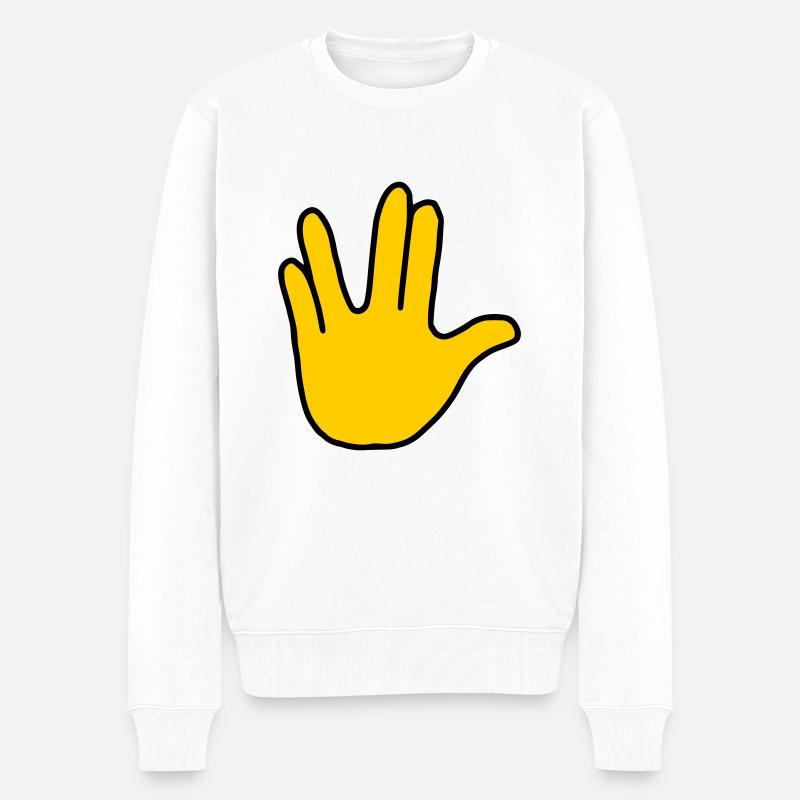 Emoji Vulkanier Gruß Skizze Farbe - Männer Premium Bio Pullover - Weiß