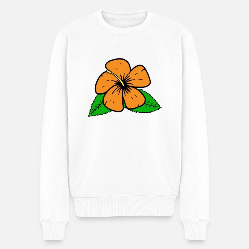 Hibiskus - Männer Premium Bio Pullover - Weiß