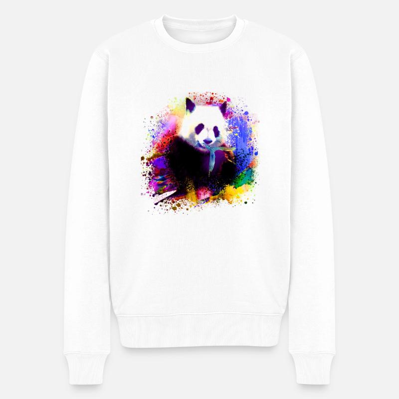panda,pandabär,bunt,graffiti,malerei,pink - Männer Premium Bio Pullover - Weiß