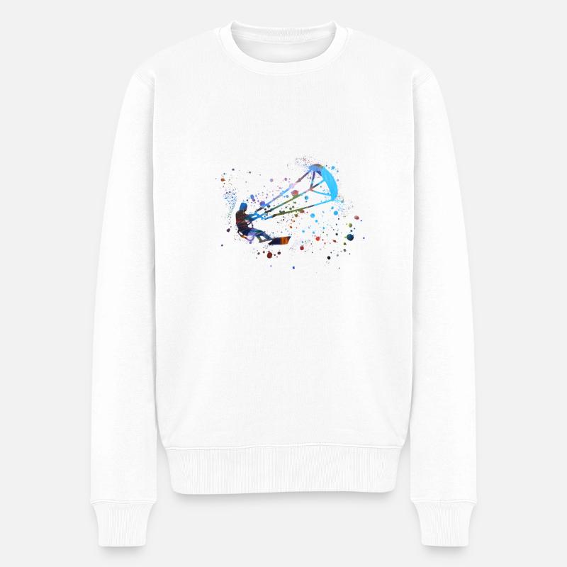 kitesurfing,surfing,surfer,welle,blau,graffiti,bla - Männer Premium Bio Pullover - Weiß
