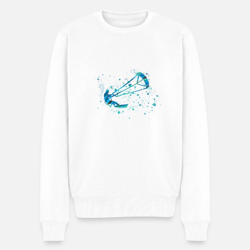 kitesurfing,surfing,surfer,welle,blau,graffiti,bla - Männer Premium Bio Pullover - Weiß