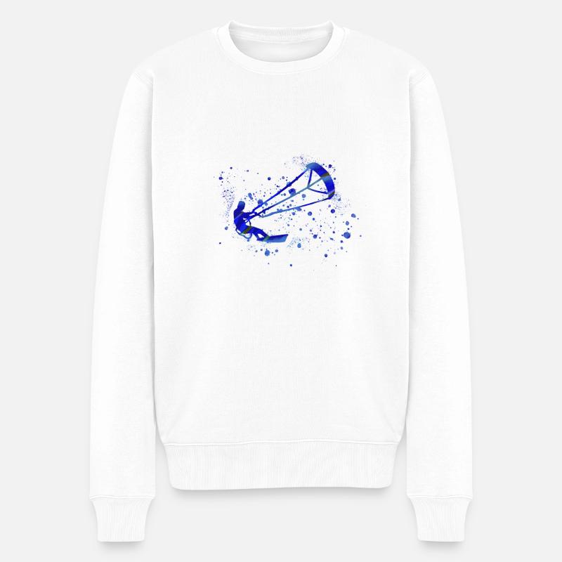kitesurfing,surfing,surfer,welle,blau,graffiti,bla - Männer Premium Bio Pullover - Weiß
