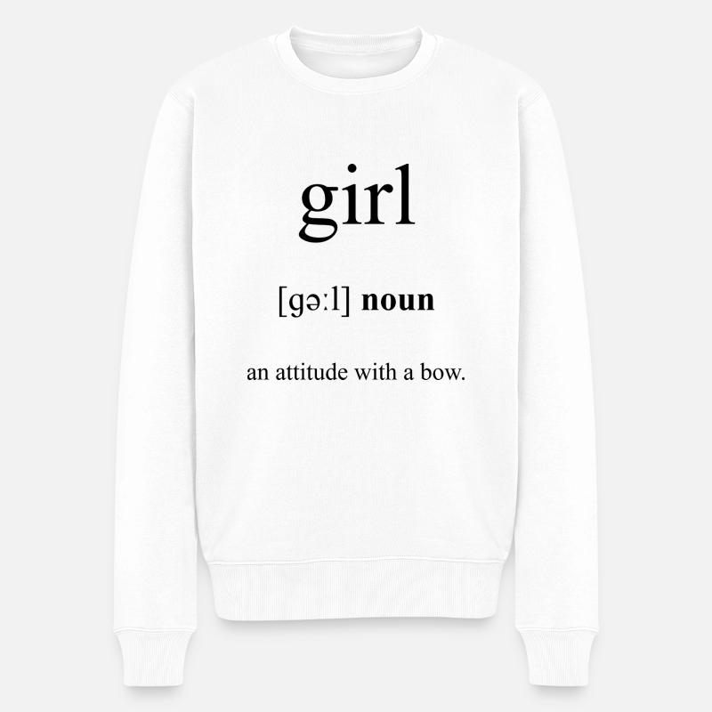 Girl | Mädchen Definition Dictionary - Männer Premium Bio Pullover - Weiß