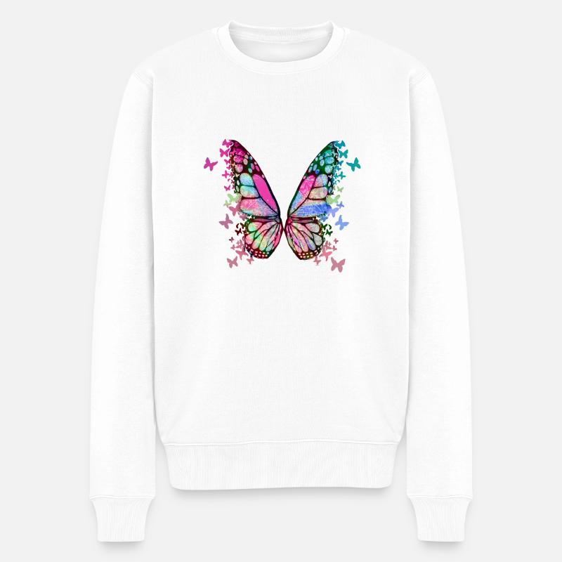 papillon, coloré, graffiti, peinture - Pull Premium bio Homme - blanc