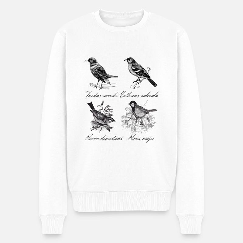 Vögel - Männer Premium Bio Pullover - Weiß