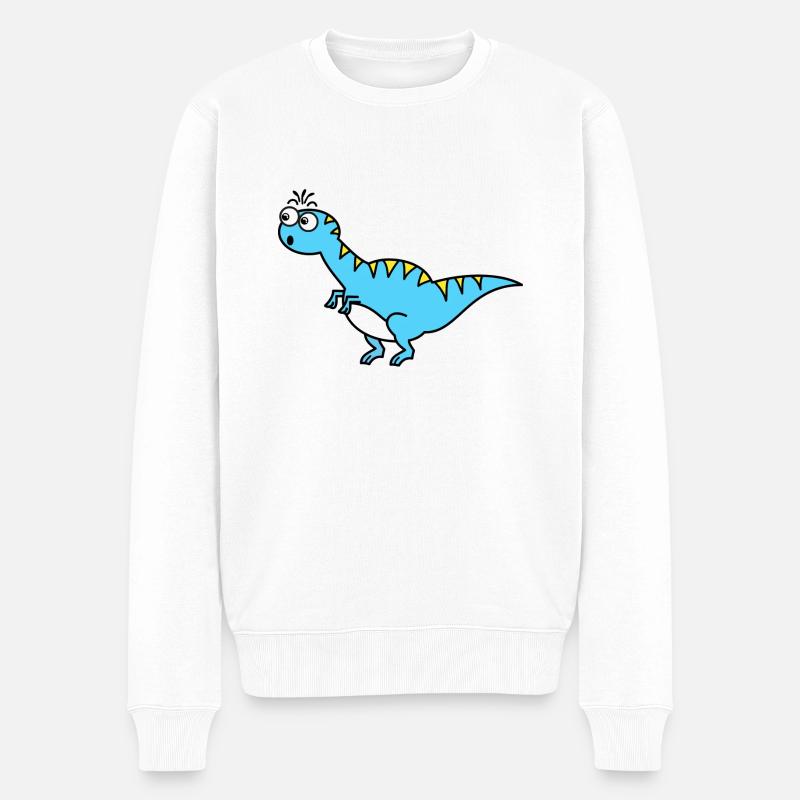 Dinosaurier Blau - Männer Premium Bio Pullover - Weiß
