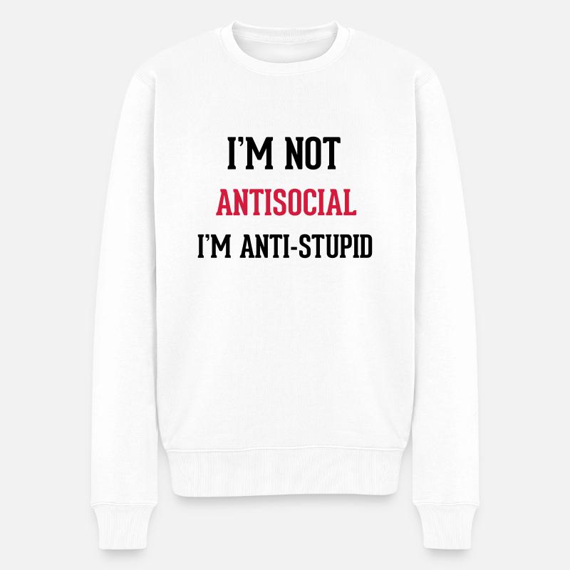 Antisocial - Männer Premium Bio Pullover - Weiß