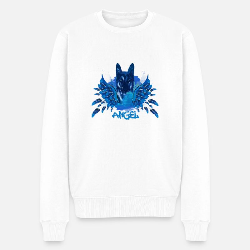 schäferhund,angel,graffiti, deutscher schäferhund, - Männer Premium Bio Pullover - Weiß