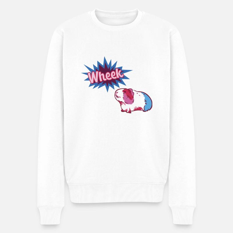 wheek,cochon d’Inde,rose,bleu - Pull Premium bio Homme - blanc