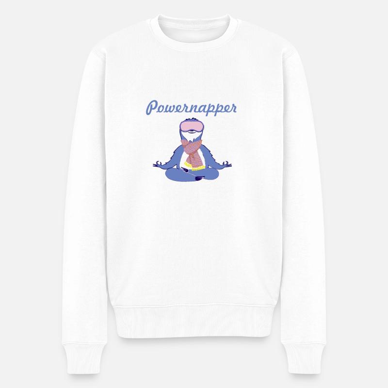 powernapper, yoga ,schlafmaske ,faultier,nap - Männer Premium Bio Pullover - Weiß