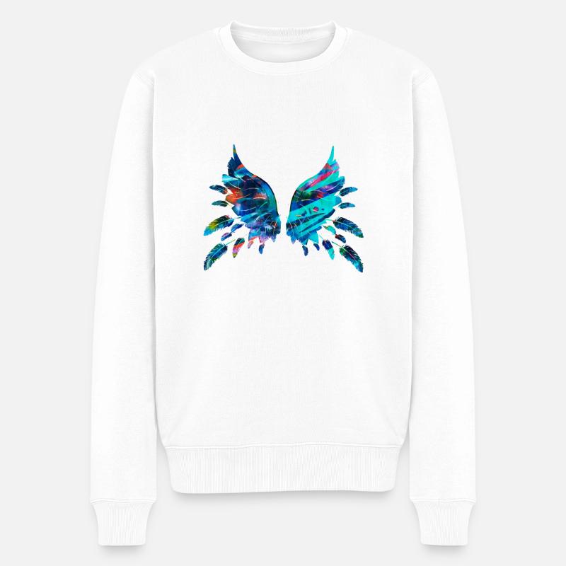 flügel,federn,bunte flügel,feder,malerei - Männer Premium Bio Pullover - Weiß