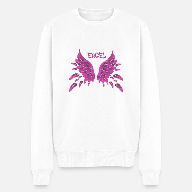 engel,pink,federn,angelwings,Flügel - Männer Premium Bio Pullover - Weiß