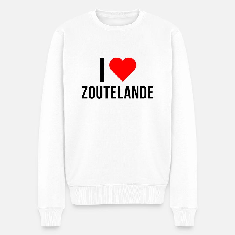 I Love Zoutelande - Männer Premium Bio Pullover - Weiß
