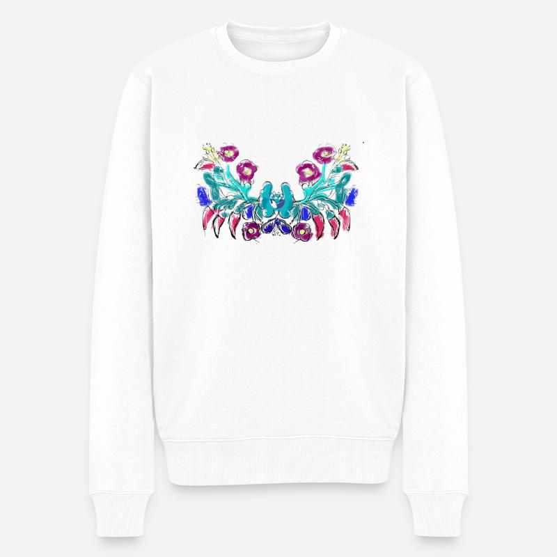 ungarische blumen,Ranke,floral,pink,Blumen,sketch - Männer Premium Bio Pullover - Weiß