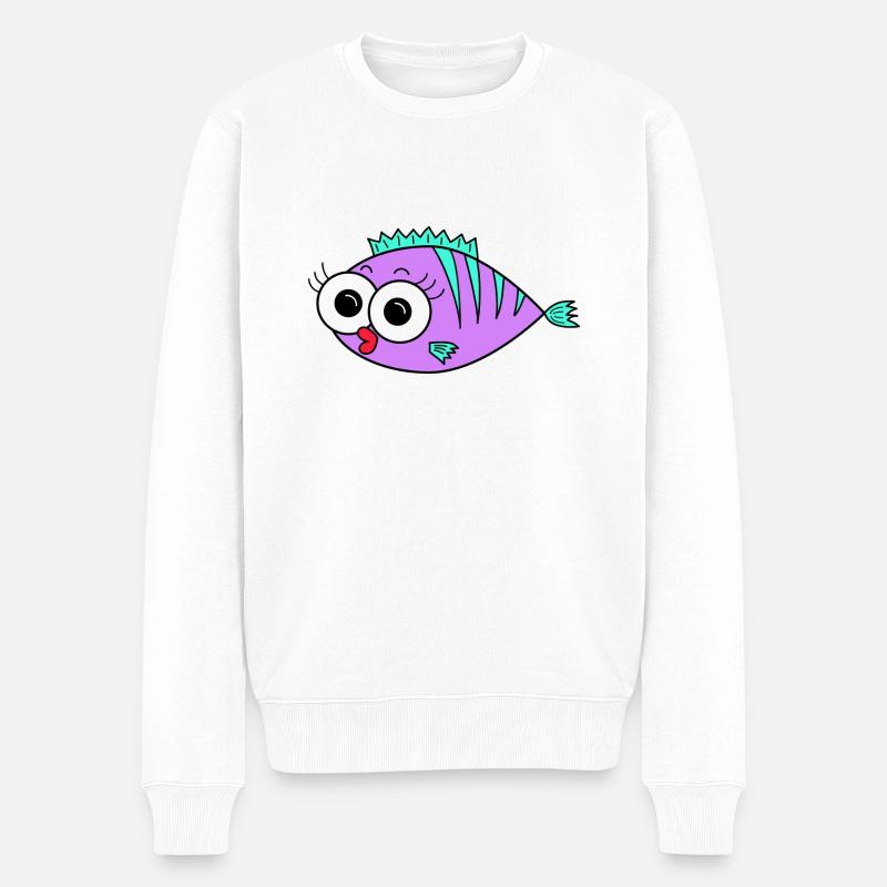 Poisson violet - Pull Premium bio Homme - blanc