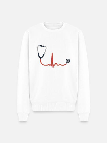 STETHOSCOPE DOCTOR HOSPITAL - Men's Premium Organic Jumper - white