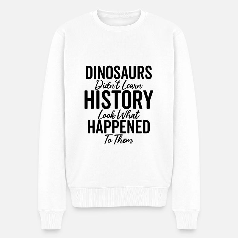 Dinosaurier Geschichte Lustig Geschichte Lehrer - Männer Premium Bio Pullover - Weiß
