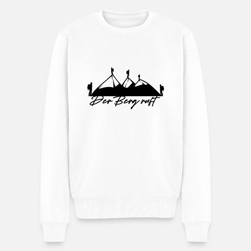 der berg ruft,wandern berge,berg,wandern - Männer Premium Bio Pullover - Weiß