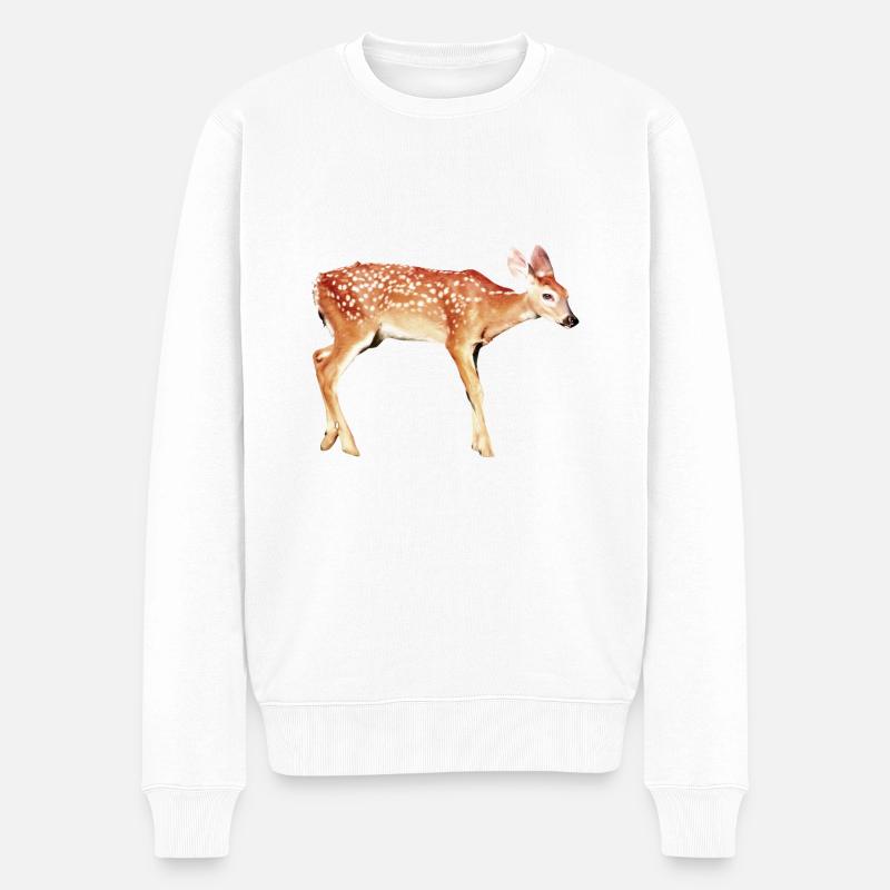 Fowl Reh Bambi - Männer Premium Bio Pullover - Weiß