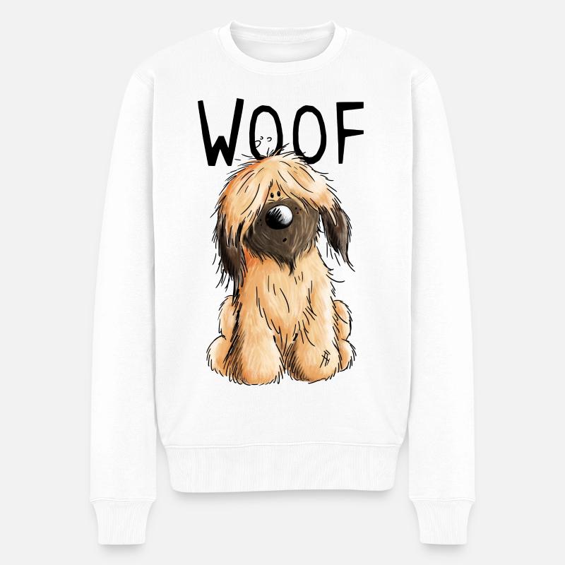 Woof Briard - Comic - Geschenk - Hund - Hunde - Männer Premium Bio Pullover - Weiß