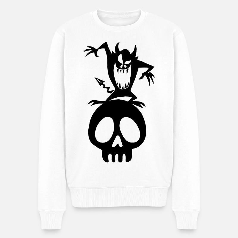 Crâne et démon noir - Pull Premium bio Homme - blanc