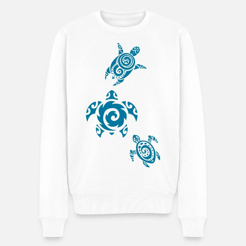 Drei Meeresschildkröten - Männer Premium Bio Pullover - Weiß