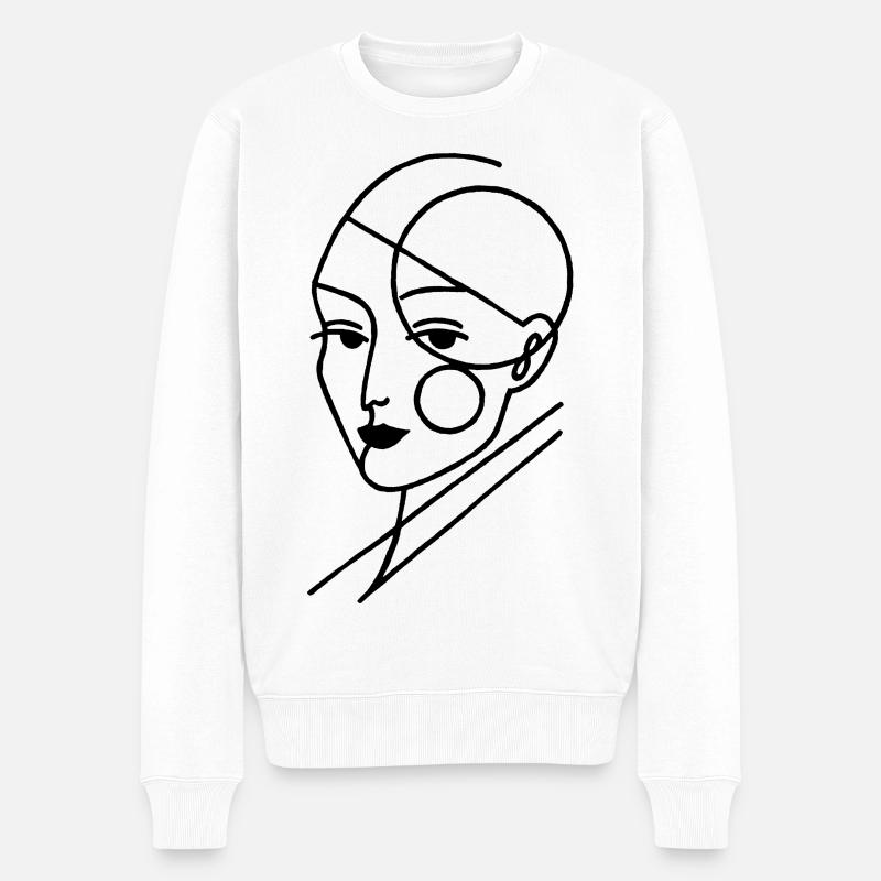 Schwarzer geometrischer Mensch - Männer Premium Bio Pullover - Weiß