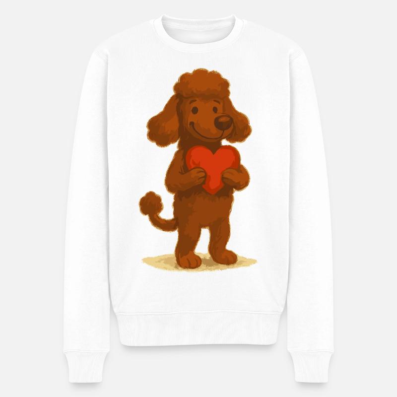 Pudel mit Herz Cartoon Liebe - Männer Premium Bio Pullover - Weiß
