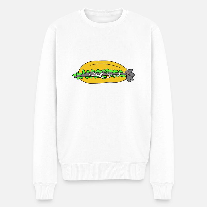 Fischbrötchen ohne Spruch - Männer Premium Bio Pullover - Weiß