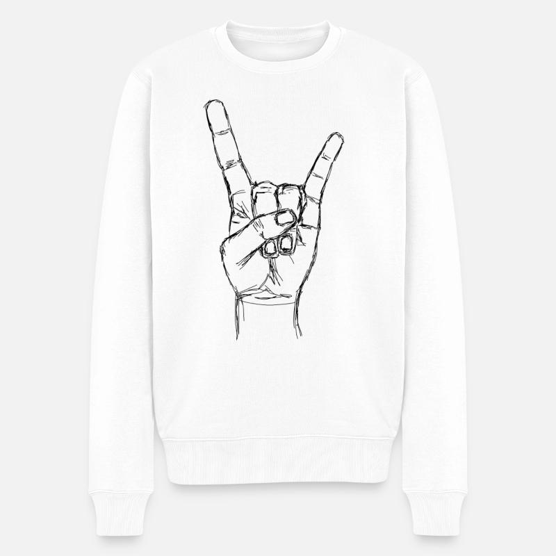 Metalhand - Männer Premium Bio Pullover - Weiß