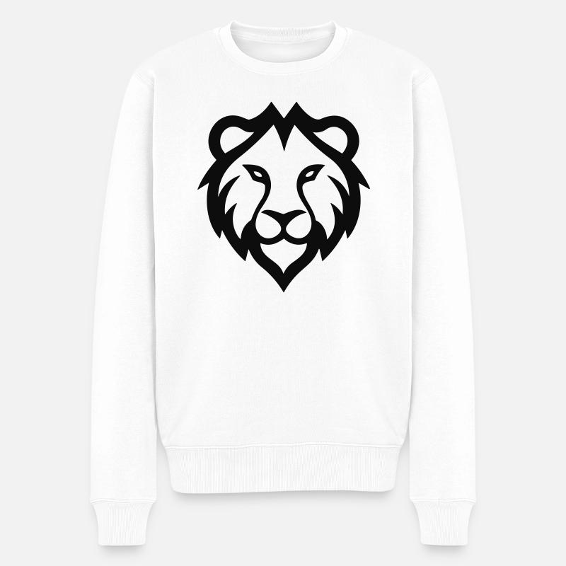 Löwenkopf - Männer Premium Bio Pullover - Weiß