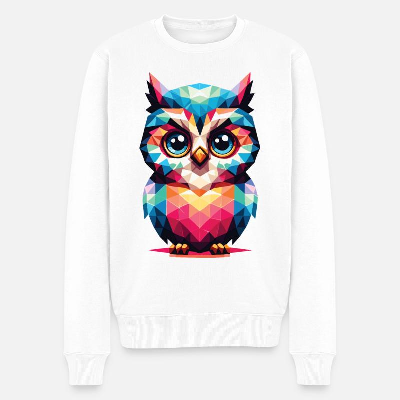 Chouette polygonale géométrique - Pull Premium bio Homme - blanc
