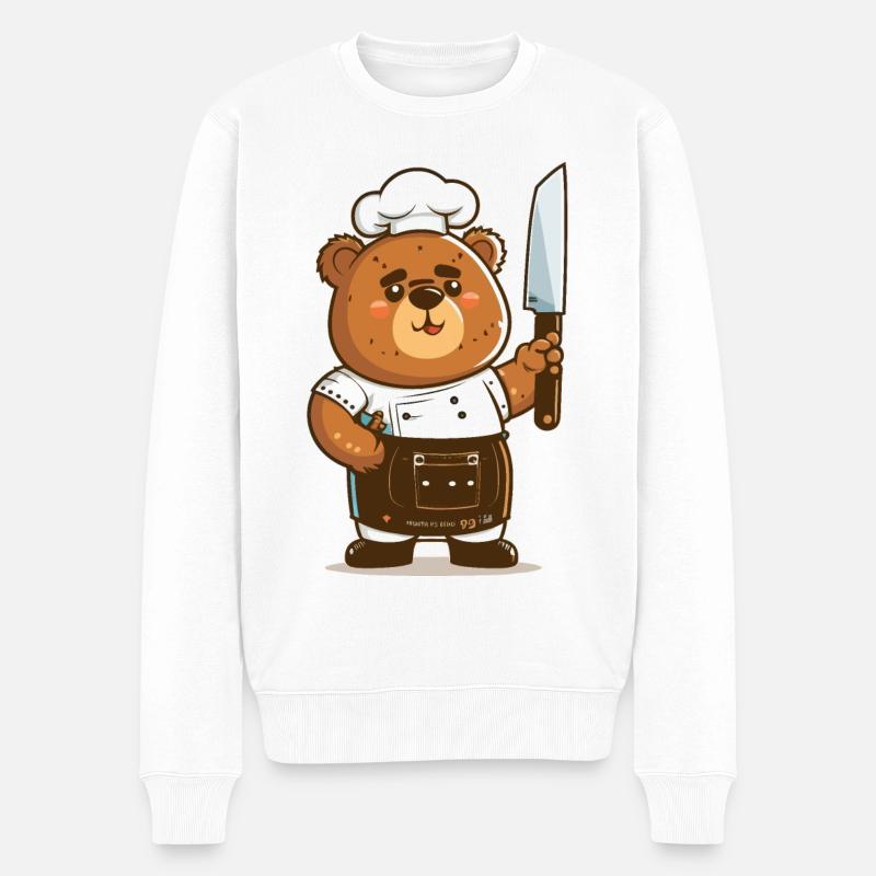 Gourmet-Bär - Männer Premium Bio Pullover - Weiß