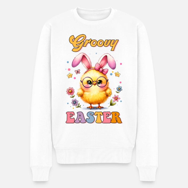 Groovy Easter - Männer Premium Bio Pullover - Weiß