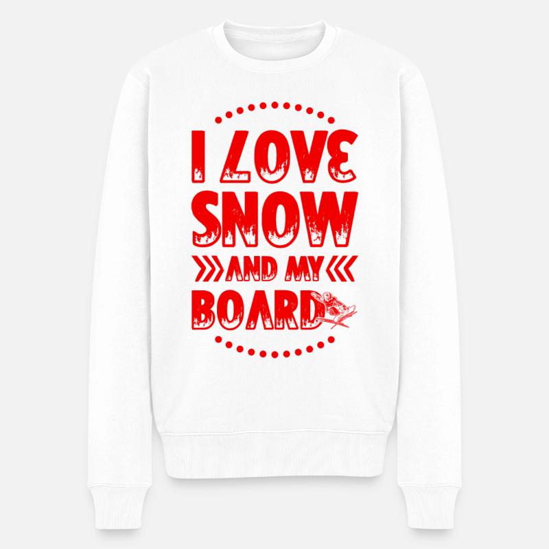 I love Snowboarding - Männer Premium Bio Pullover - Weiß