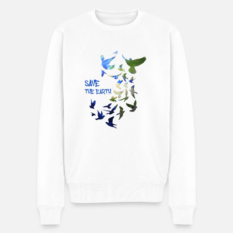 save the earth ,earth ,tauben, taube, vögel,erde - Männer Premium Bio Pullover - Weiß