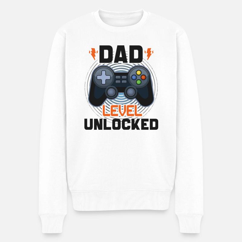 Dad level unlocked - Pull Premium bio Homme - blanc