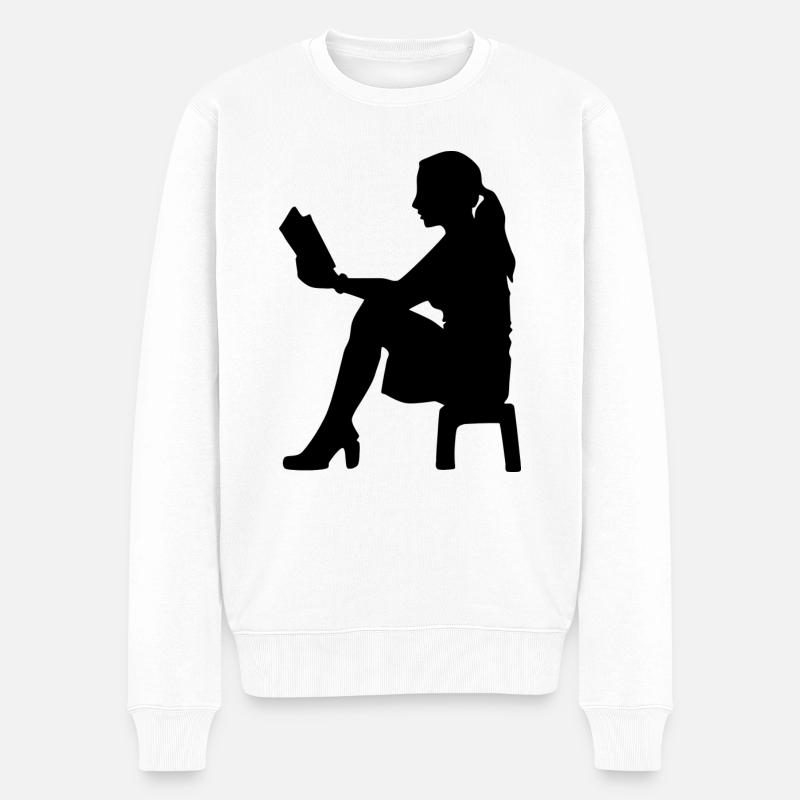 Die anonyme Leserin - Männer Premium Bio Pullover - Weiß