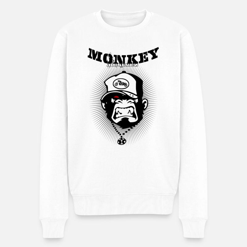 Monkey Businez - Biker - Männer Premium Bio Pullover - Weiß