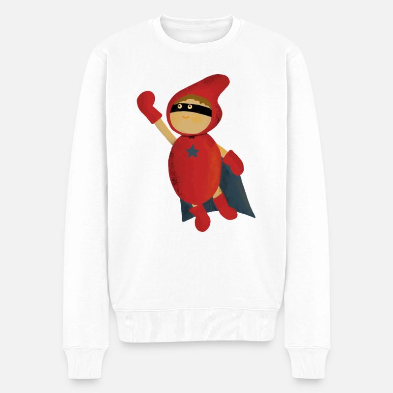 Superheld - Männer Premium Bio Pullover - Weiß